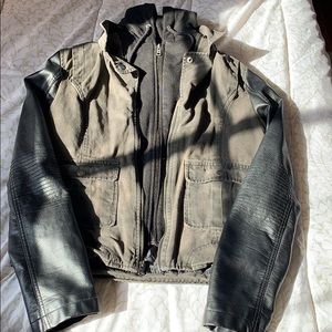 American eagle black/olive leather jacket